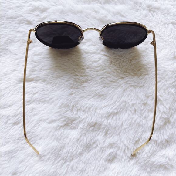 Dean Black w/ Gold Rim Round Sunglasses - Picture 7 of 12